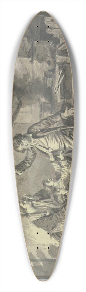 Jean-Baptiste Greuze - In einer Schmiede fleht ein Weib mit zwei Kindern einen Mann an 39.3 inch art pintail longboard deck