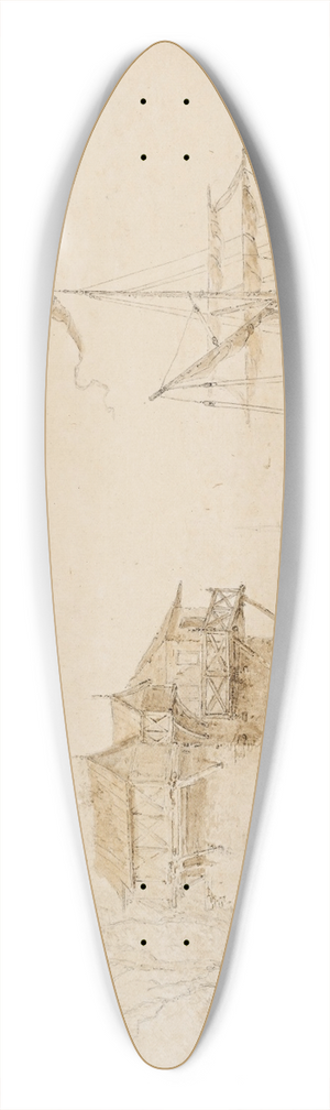 Jean-Baptiste Le Prince - Le page  bateau dans un paysage orientaliste 39.3 inch art pintail longboard deck Jean-Baptiste Le Prince - Le page  bateau dans un paysage orientaliste 39.3 inch art pintail longboard deck
