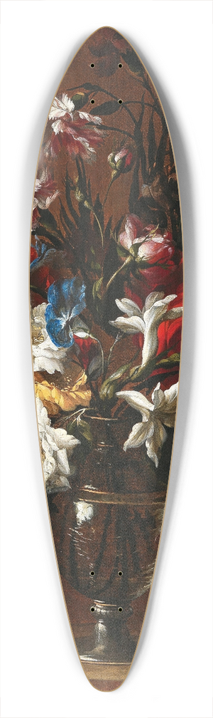 Jean-Baptiste Monnoyer - Carnations, roses, lilies and other flowers in a vase on a ledge 39.3 inch art pintail longboard deck