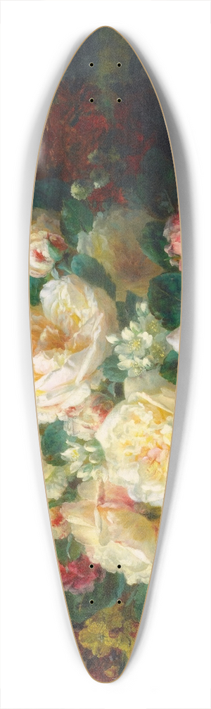 Jean-Baptiste Robie - A Bouquet Of Cabbage Roses 39.3 inch art pintail longboard deck
