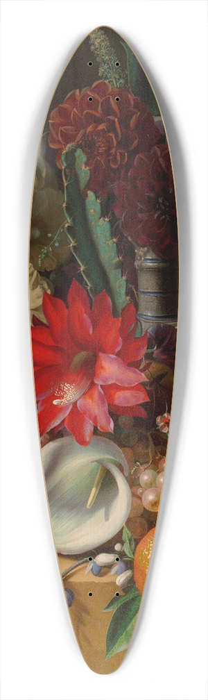 Jean-Baptiste Robie - Still life with flowers and fruit on a ledge 39.3 inch art pintail longboard deck