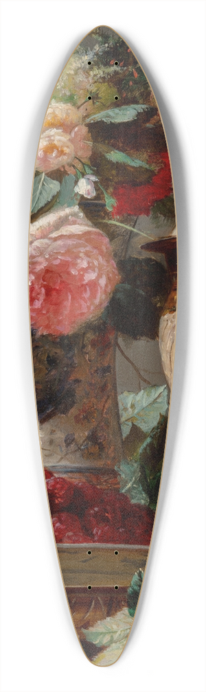 Jean-Baptiste Robie - Still life with roses and a bowl of raspberries with a silver-gilt ostrich egg cup 39.3 inch art pintail longboard deck
