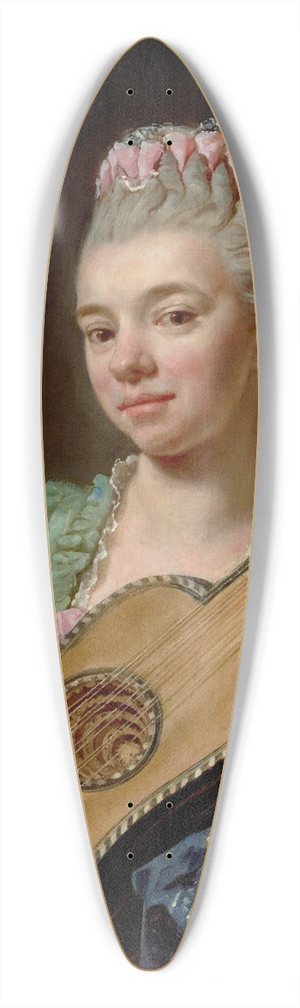 Jean Bernard Restout - Young Woman with a Guitar 39.3 inch art pintail longboard deck