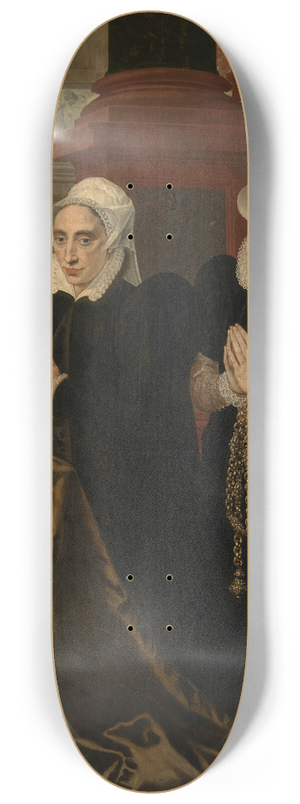 Adriaen Thomasz. Key - Maria de Deckere, Second Wife of Gillis de Smidt, and Batrix, one of their Daughters 8.25 inch art skate deck Adriaen Thomasz. Key - Maria de Deckere, Second Wife of Gillis de Smidt, and Batrix, one of their Daughters 8.25 inch art skate deck