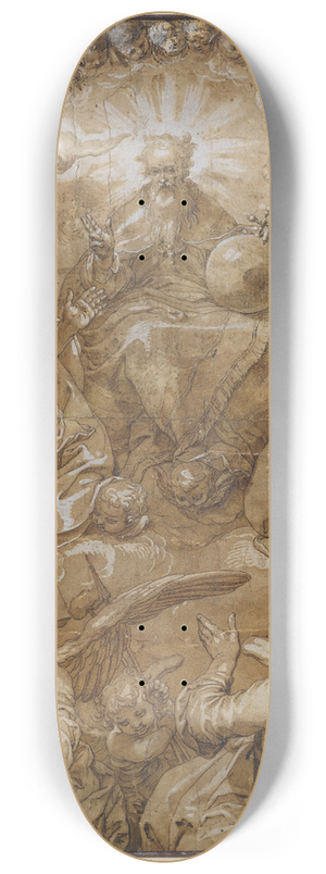 Abraham Bloemaert - Intercession of Christ and Mary before God the Father 8.25 inch art skate deck