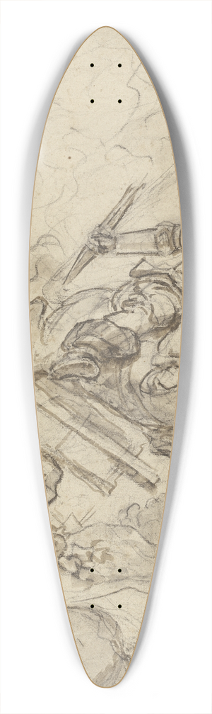 Jean-Honor Fragonard - Don Quixote Attacking the Windmill 39.3 inch art pintail longboard deck Jean-Honor Fragonard - Don Quixote Attacking the Windmill 39.3 inch art pintail longboard deck