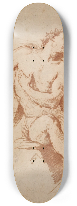 Charles-Joseph Natoire - Study of the figure of aeolus, and a study of his hand 8.25 inch art skate deck