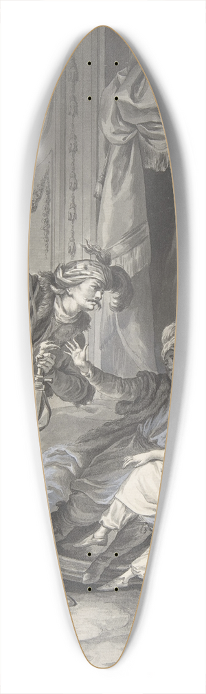 Jean Michel Moreau the Younger - Comme ils en taient l, arrive loncle 39.3 inch art pintail longboard deck Jean Michel Moreau the Younger - Comme ils en taient l, arrive loncle 39.3 inch art pintail longboard deck