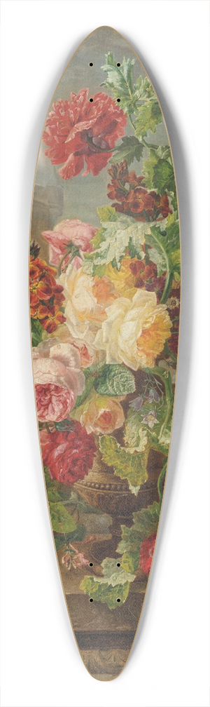 Jean-Pierre Lays - Roses, Poppies, Honeysuckle and Polyanthus, in a urn on a stone ledge 39.3 inch art pintail longboard deck