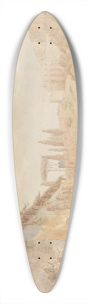 Jean Thomas Thibault - A Road below the Villa dEste at Tivoli 39.3 inch art pintail longboard deck