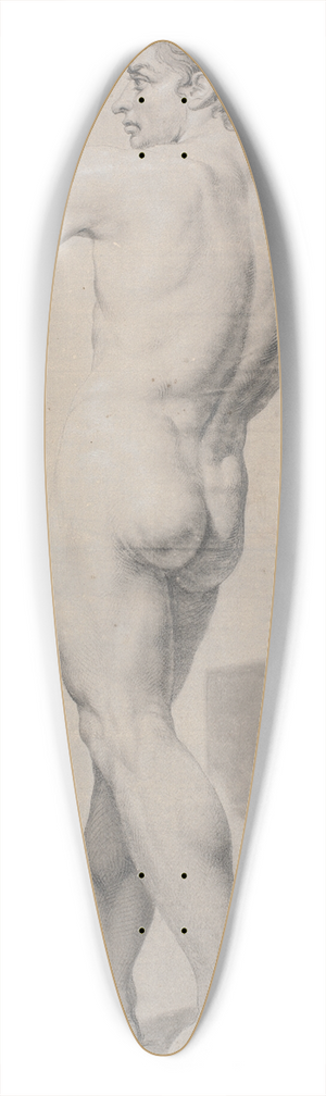 Jens Juel - Model stende, set fra ryggen, venstre arm lftet 39.3 inch art pintail longboard deck Jens Juel - Model stende, set fra ryggen, venstre arm lftet 39.3 inch art pintail longboard deck