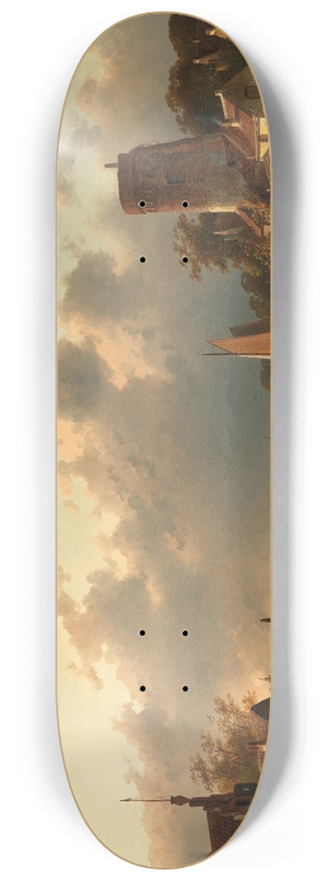 Charles Leickert - A ferry crossing a river in the evening 8.25 inch art skate deck