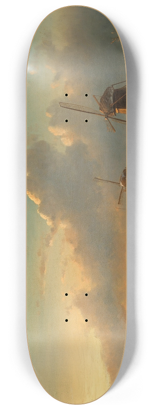 Charles Leickert - A winter landscape at sunset with figures on the ice 8.25 inch art skate deck