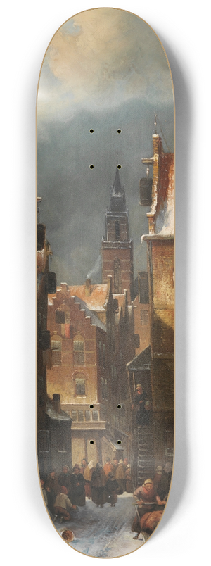 Charles Leickert - Winterliche Stadtansicht 8.25 inch art skate deck