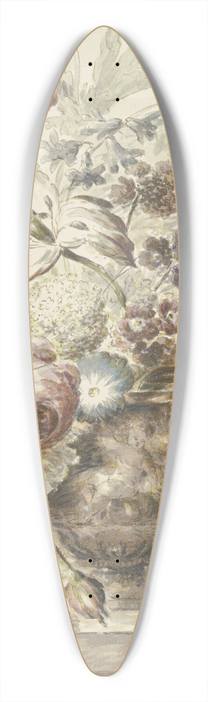 J. H. Van Loon - Blumenstrau in einer Vase mit Basrelief, links hngen zwei Rosenknospen herab 39.3 inch art pintail longboard deck