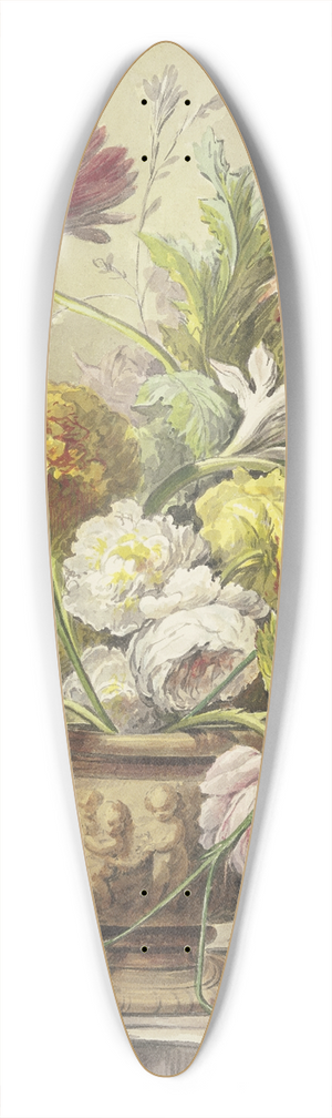 J. H. Van Loon - Blumenstrau in einer Vase mit Basrelief von Mohn, Rosen, Tulpen, quer ber der Vase hngt eine geknickte Nelke 39.3 inch art pintail longboard deck