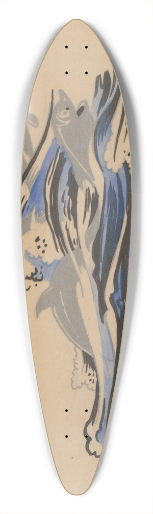 Jn Novk - Delfny vo vlnch 39.3 inch art pintail longboard deck