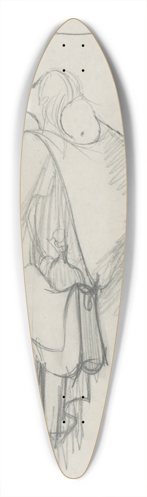 Jn Novk - Woman with a Child on her Back 39.3 inch art pintail longboard deck