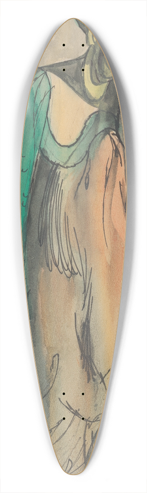 Jn Novk - Woman With Bird Face 39.3 inch art pintail longboard deck
