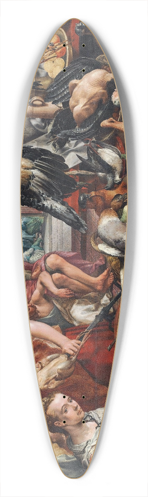 Joachim Beuckelaer - The Well-stocked Kitchen with Jesus in the House of Martha and Mary in the Background 39.3 inch art pintail longboard deck