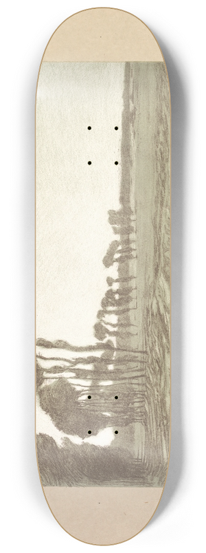 Charles Marie Dulac - Suite de Paysages; Landscape, Plate 5, Remarque, Three Stalks of Wheat 8.25 inch art skate deck