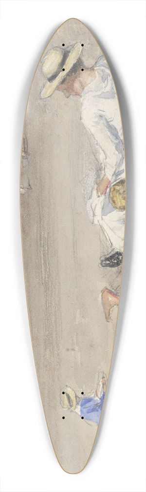 Johan Antonie de Jonge - Rustend kindermeisje met twee kinderen op het strand 39.3 inch art pintail longboard deck Johan Antonie de Jonge - Rustend kindermeisje met twee kinderen op het strand 39.3 inch art pintail longboard deck