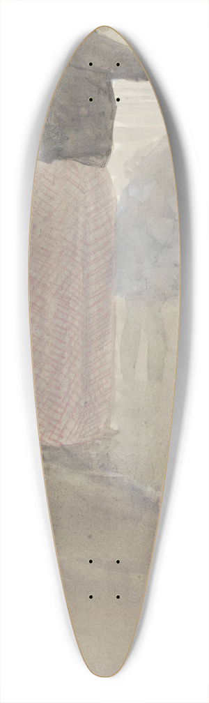 Johan Antonie de Jonge - Vrouw met twee kinderen en een hondje aan het strand 39.3 inch art pintail longboard deck Johan Antonie de Jonge - Vrouw met twee kinderen en een hondje aan het strand 39.3 inch art pintail longboard deck
