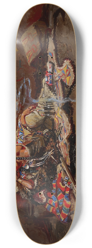 Charles Marion Russell - Waiting and Mad 8.25 inch art skate deck