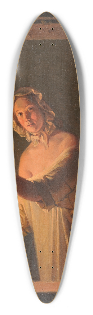 Johan Gustaf Sandberg - Girl by candlelight 39.3 inch art pintail longboard deck