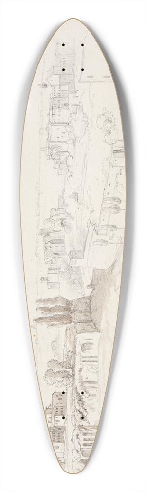 Johan Ludvig Lund - Fra Palatin med kirke Rom 39.3 inch art pintail longboard deck