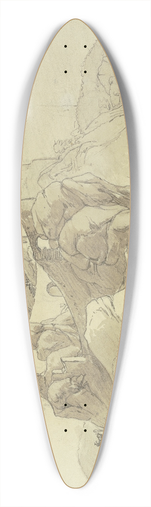 Johann Adam Klein - Castle ruin 39.3 inch art pintail longboard deck