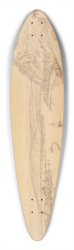 Johann Adam Klein - View of Koblenz with the Rhine and Fortress Ehrenbreitstein (recto); View of the Heidelberg Castle 39.3 inch art pintail longboard deck