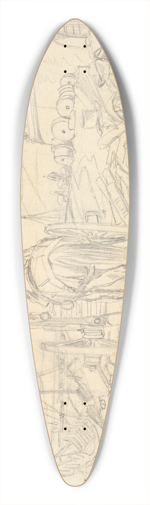 Johann Adam Klein - View of the Alter Kranen in Wrzburg 39.3 inch art pintail longboard deck