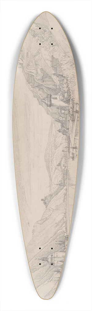 Johann Adam Klein - View of the Rhine with Pfalzgrafenstein Castle and Kaub Seen from the South-East 39.3 inch art pintail longboard deck