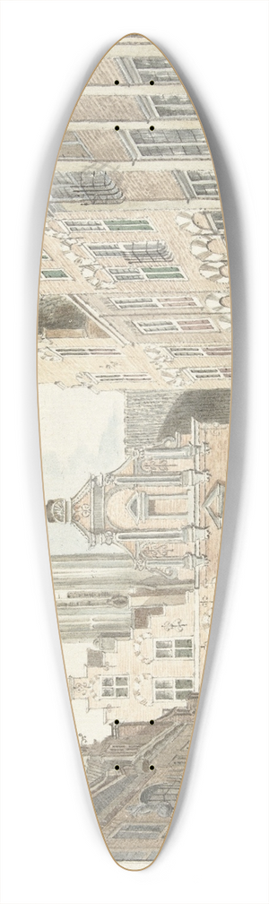 Johanna de Bruyn - Nieuwstraat in Utrecht met gezicht op de Domtoren, after Jan de Beijer 39.3 inch art pintail longboard deck