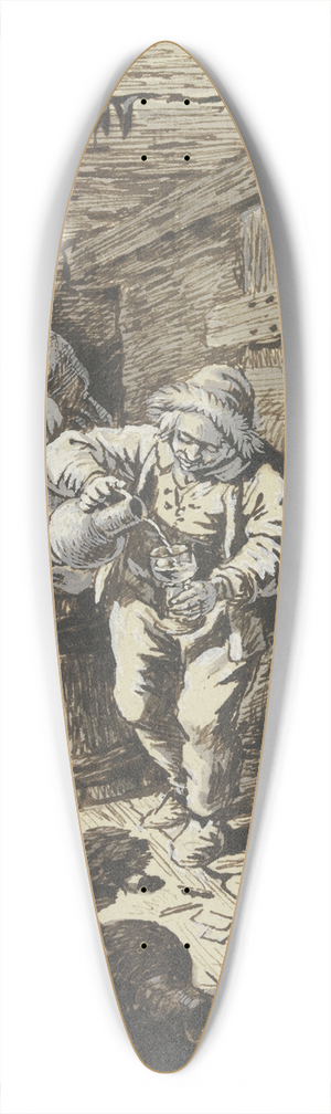 Johann Albrecht Dietzsch - In einem niedrigen, holzverkleideten Raum mit Fssern sitzt rechts ein Bauer, nach seinem Kumpan schauend, der Wein einschenkt 39.3 inch art pintail longboard deck