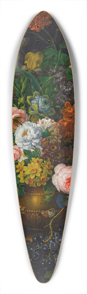 Johann Baptist Drechsler - A still life of flowers in a vase with butterflies 39.3 inch art pintail longboard deck Johann Baptist Drechsler - A still life of flowers in a vase with butterflies 39.3 inch art pintail longboard deck