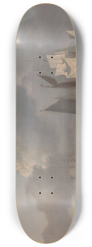 Charles Martin Powell - Warships Lying Offshore, the Commanding Admiral Being Rowed out to Join the Flagship, Her Sails Illu 8.25 inch art skate deck