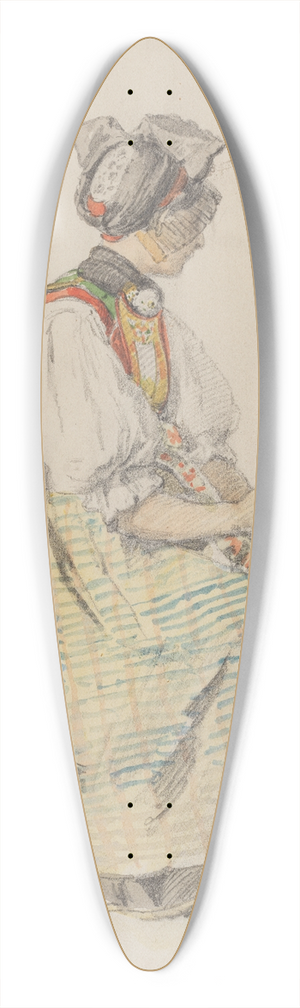 Johann Baptist Kirner - Im Freien sitzende junge Buerin in Schapbacher Tracht 39.3 inch art pintail longboard deck