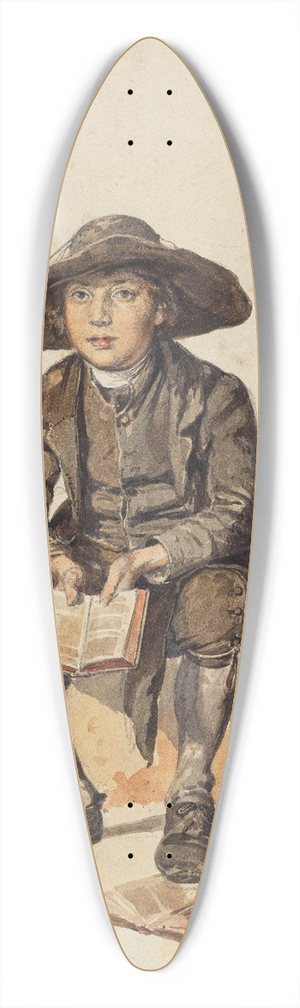 Johann Baptist Kirner - Junge mit breitkrempiger Kopfbedeckung, vor einer Landschaft sitzend und ein aufgeschlagenes Buch haltend 39.3 inch art pintail longboard deck