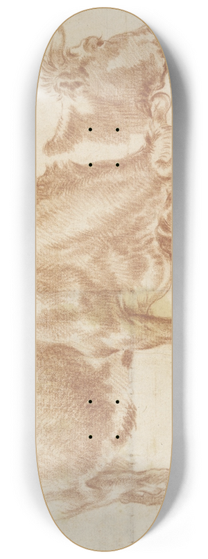 Adriaen van de Velde - Grasendes Rind, rechts daneben ein Rinderkopf 8.25 inch art skate deck