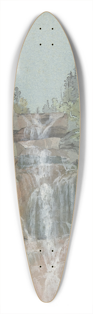 Johann Christoph Rist - Landscape with a Waterfall 39.3 inch art pintail longboard deck