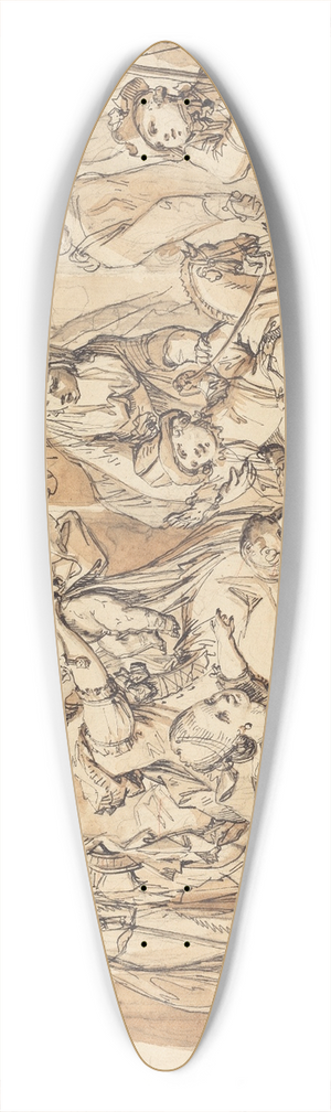 Johann Eleazar Schenau - The Happy Family with Children Playing 39.3 inch art pintail longboard deck