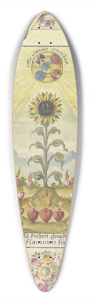 Johann Esaias Nilson - Sonnenblume mit Goldaufschrift 39.3 inch art pintail longboard deck