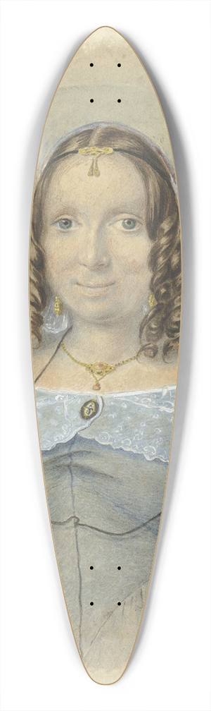 Johannes Hari - Vrouw in een blauwe japon met een kanten schouderkraag 39.3 inch art pintail longboard deck