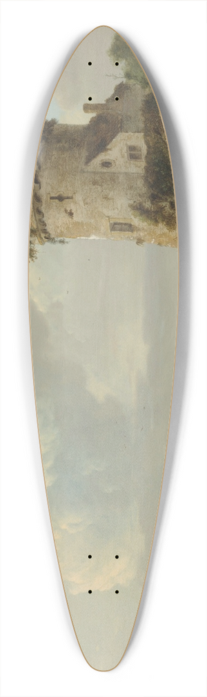 Johannes Hermanus Koekkoek - Pulling in nets at sunset 39.3 inch art pintail longboard deck