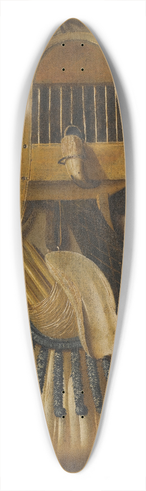 Johannes Leemans - A Trompe Loeil Still Life With A Bird Cage, A Hunting Horn, A Bird Whistle, And Other Hunting Implements Hanging On A Wall 39.3 inch art pintail longboard deck