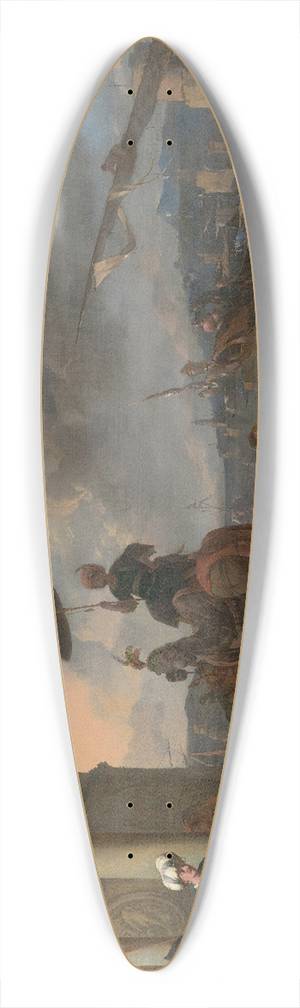 Johannes Lingelbach - Harbour on the Mediterranean 39.3 inch art pintail longboard deck