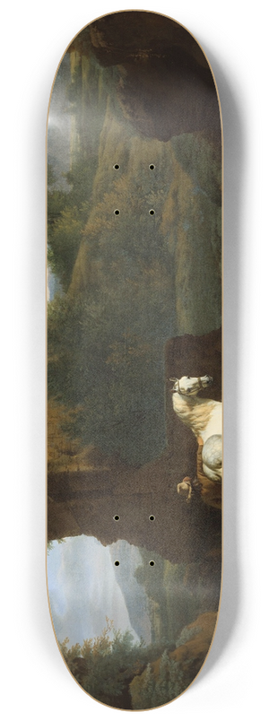 Adriaen van de Velde - Pastoral Landscape with Ruins 8.25 inch art skate deck