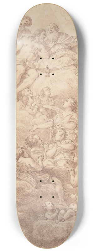Charles Nicolas Cochin II - Angels Adoring the The Holy Trinity 8.25 inch art skate deck